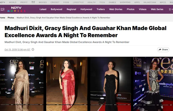 Madhuri Dixit, Gracy Singh And Gauahar Khan Made Global Excellence Awards A Night To Remember