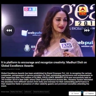 Madhuri Dixit on Global Excellence Award 2019