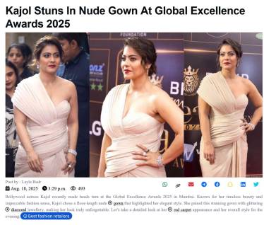Kajol Stuns In Nude Gown At Global Excellence Awards 2025